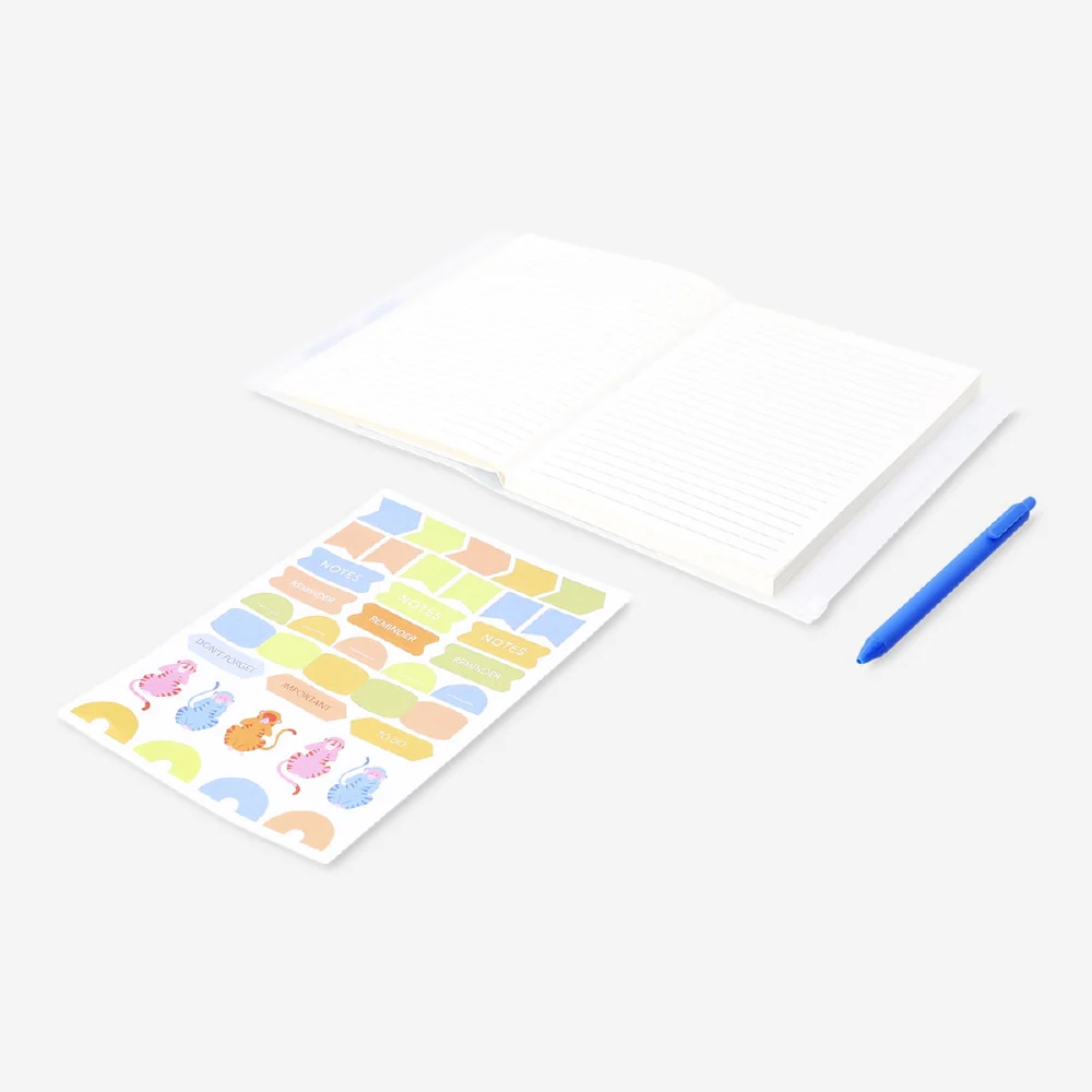 A6 leaf notebook with zip pocket and stickers - Image 3