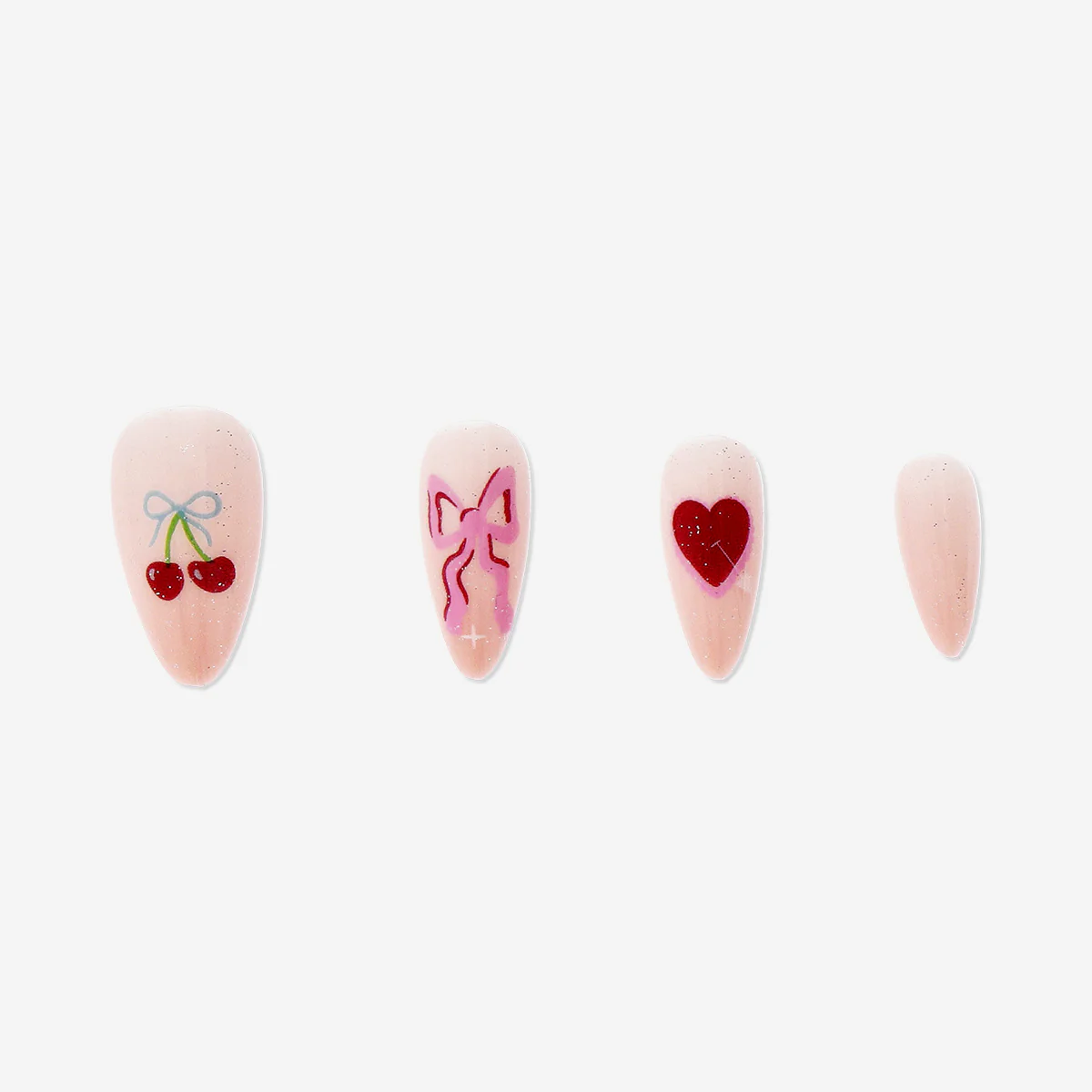 Artificial nails set - Hearts and bows - Image 2
