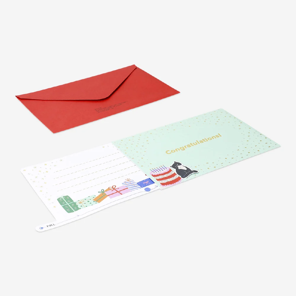 Birthday card - Cat with presents and pull out feature - Image 3