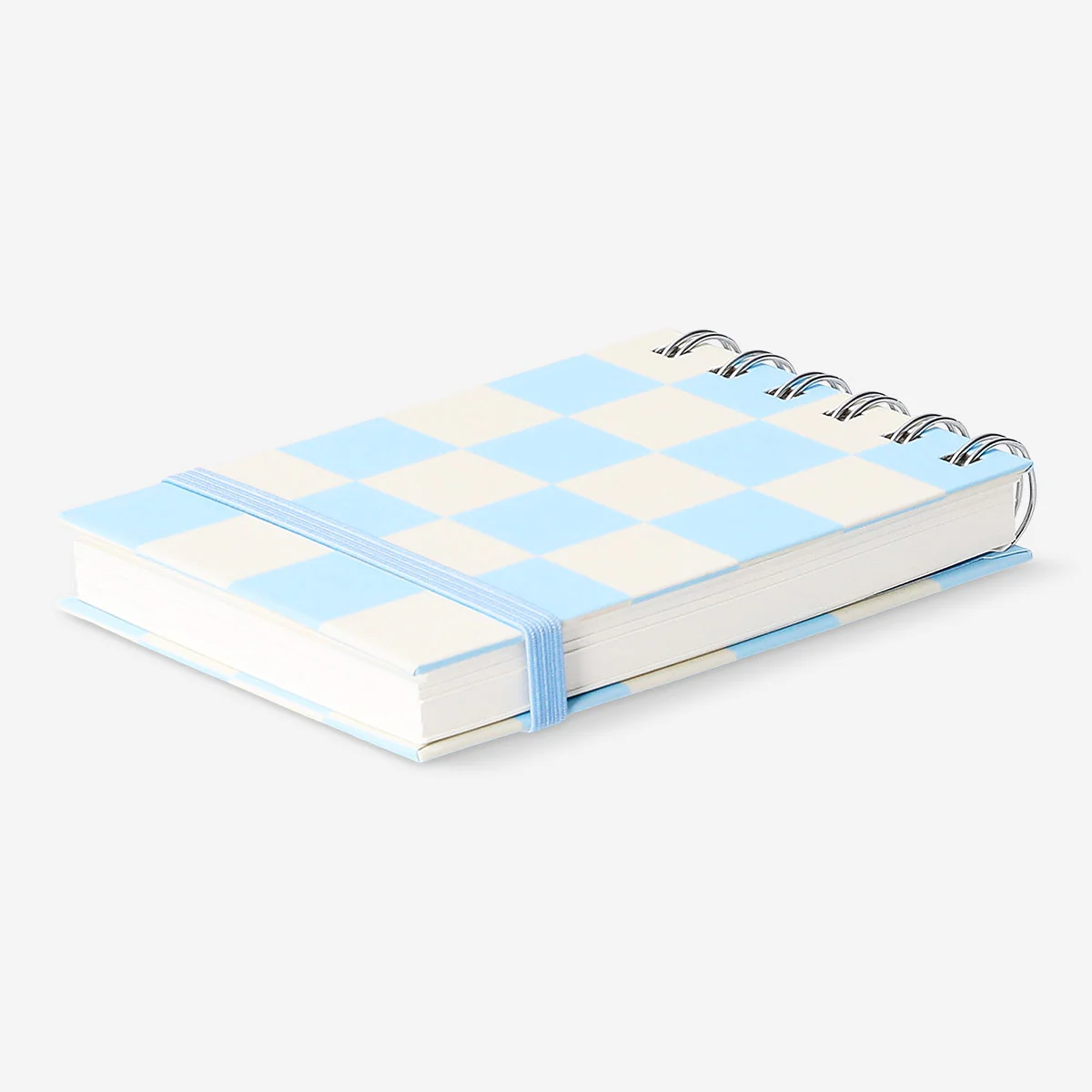 Blue chequered spiral bound notepad - Image 3
