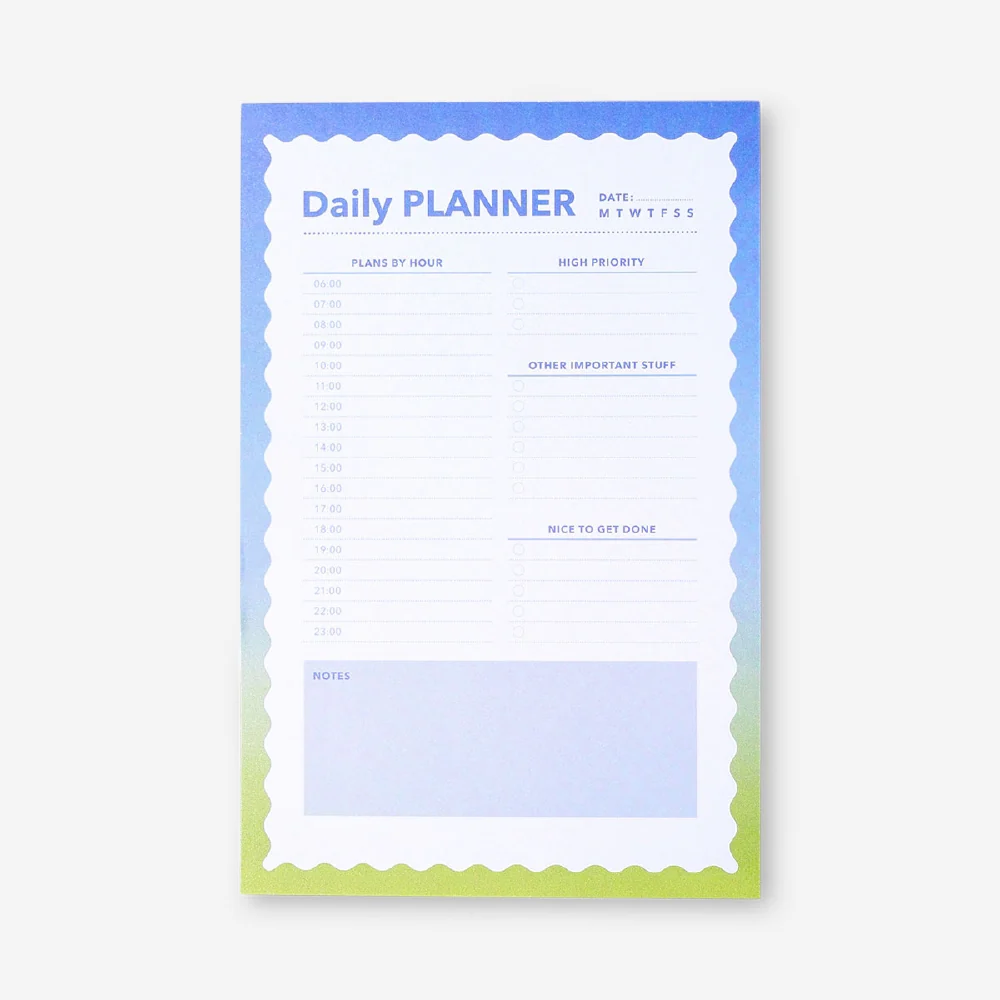 Blue daily planner notepad