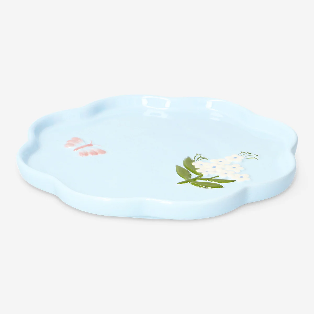 Blue floral plate with butterfly - 18 cm - Image 2