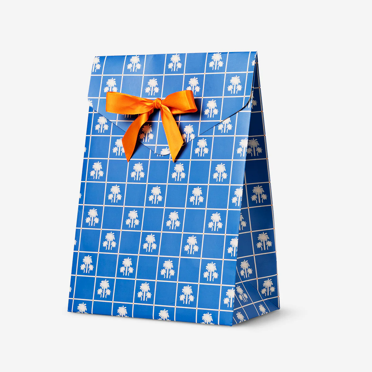 Blue gift box with ribbon