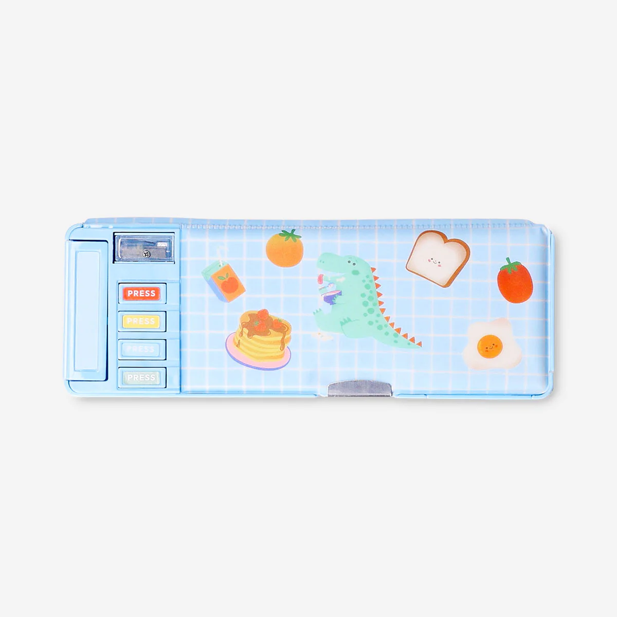 Blue multi functional pencil case with dinosaur - Image 3