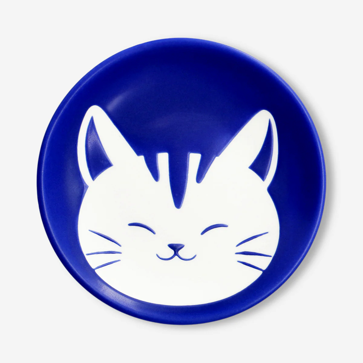 Blue plate with cat design - 23 cm