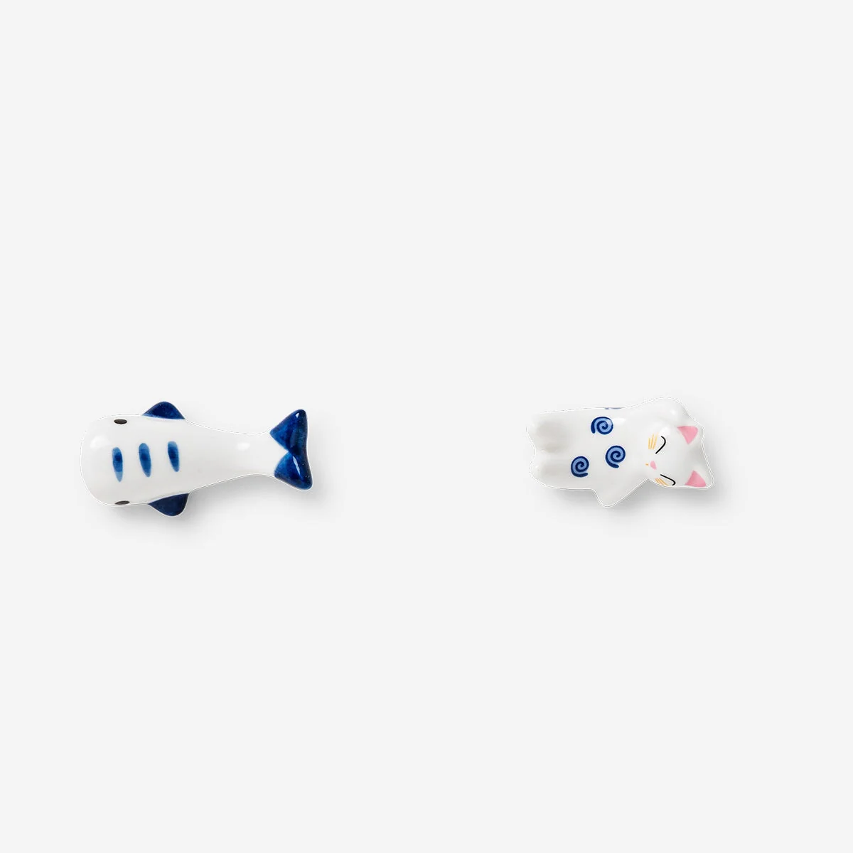 Cat and fish chopstick holders - 2 pcs