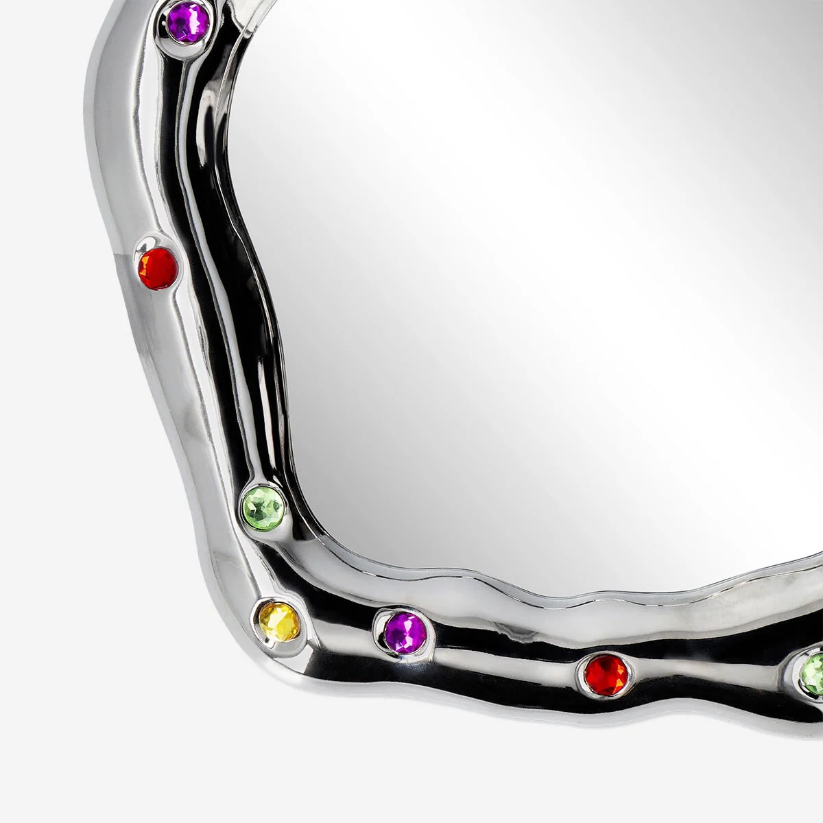 Silver ceramic mirror with gemstones - Image 3
