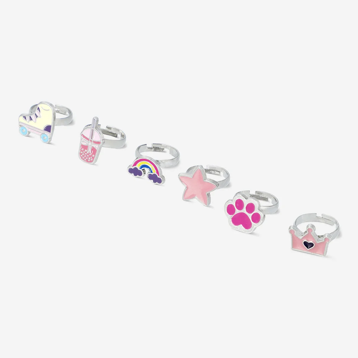 Children's adjustable rings with icons - 6 pcs - Image 3