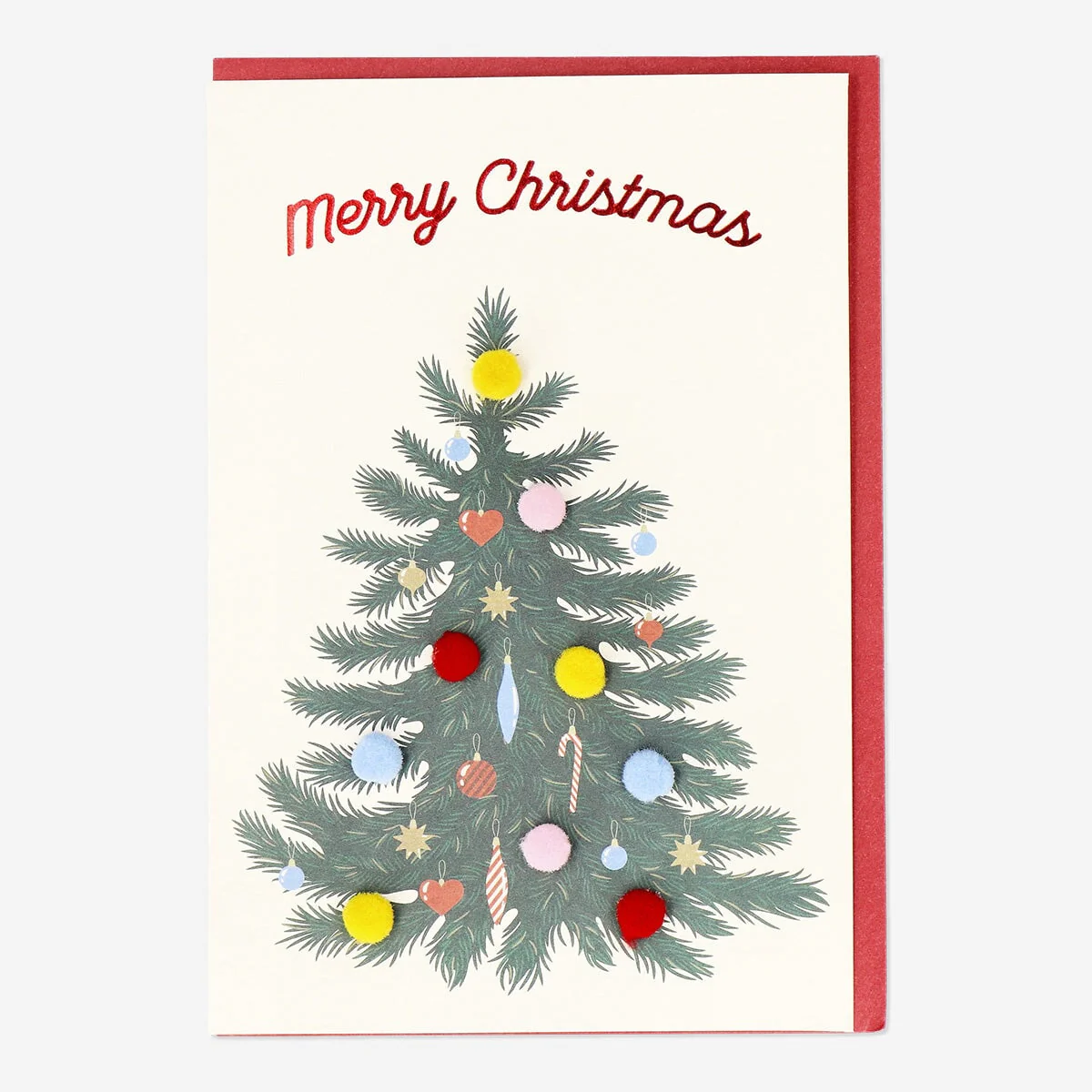 Christmas tree card with pom pom and envelope - Image 2