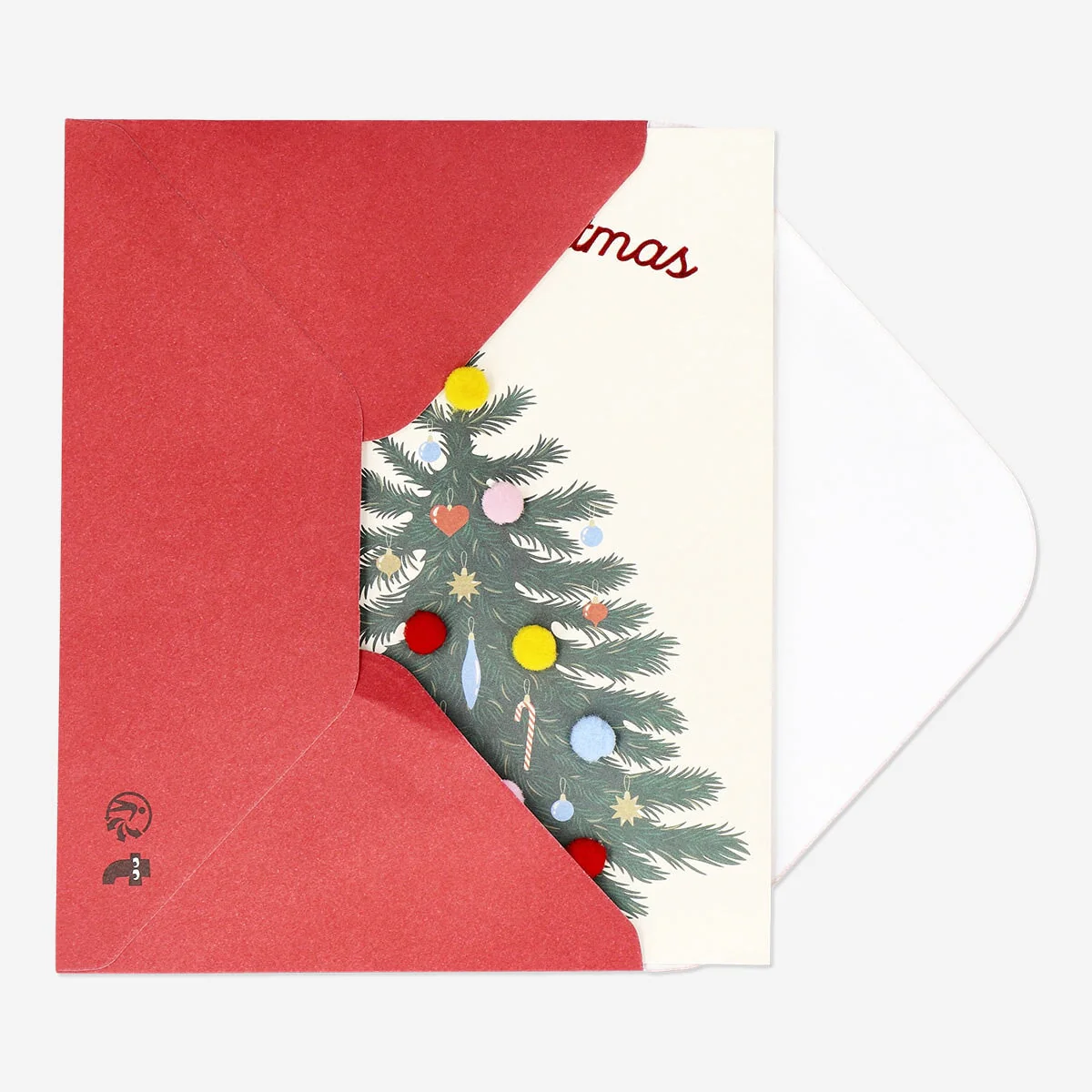 Christmas tree card with pom pom and envelope - Image 3