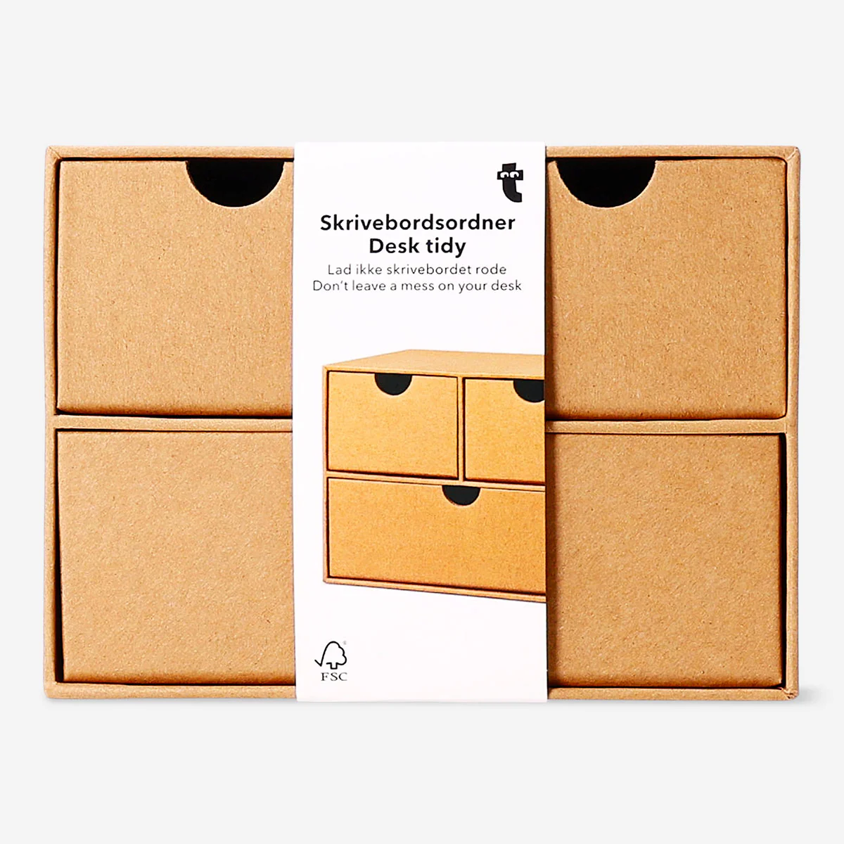 Craft paper desk tidy with 3 drawers - Image 2