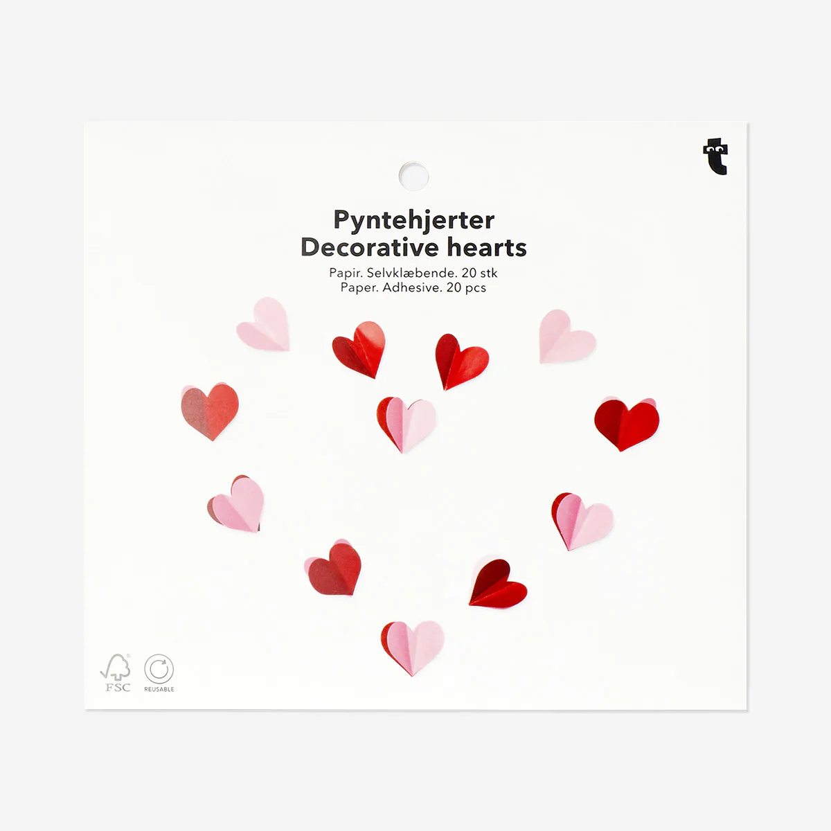 Decorative pink and red paper hearts - 20 pcs - Image 3
