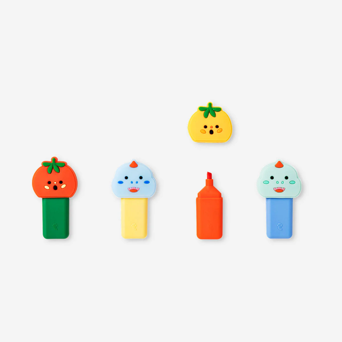 Dinosaur and tomato highlighters - 4 pcs