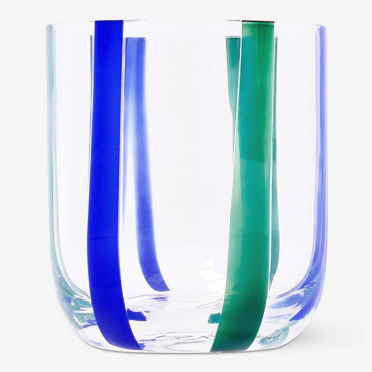 Drinking glass with blue and green stripes - 300 ml - Image 3