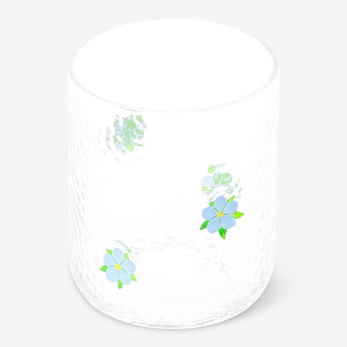 Drinking glass with blue embossed flowers - 340 ml - Image 2