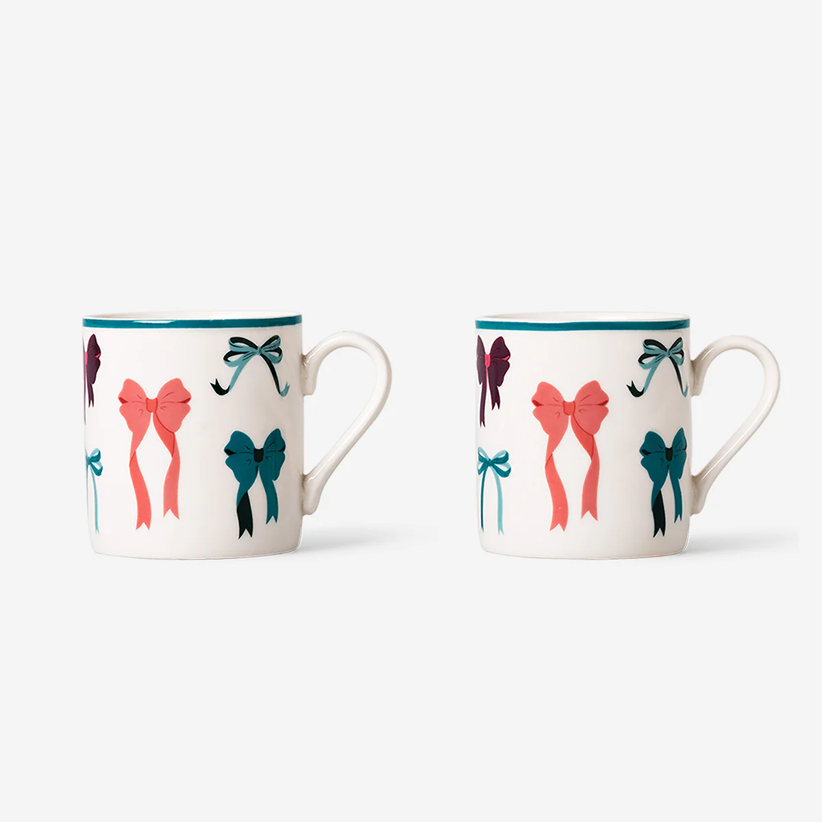 Espresso mugs with saucers and bow print - 4 pcs - Image 2