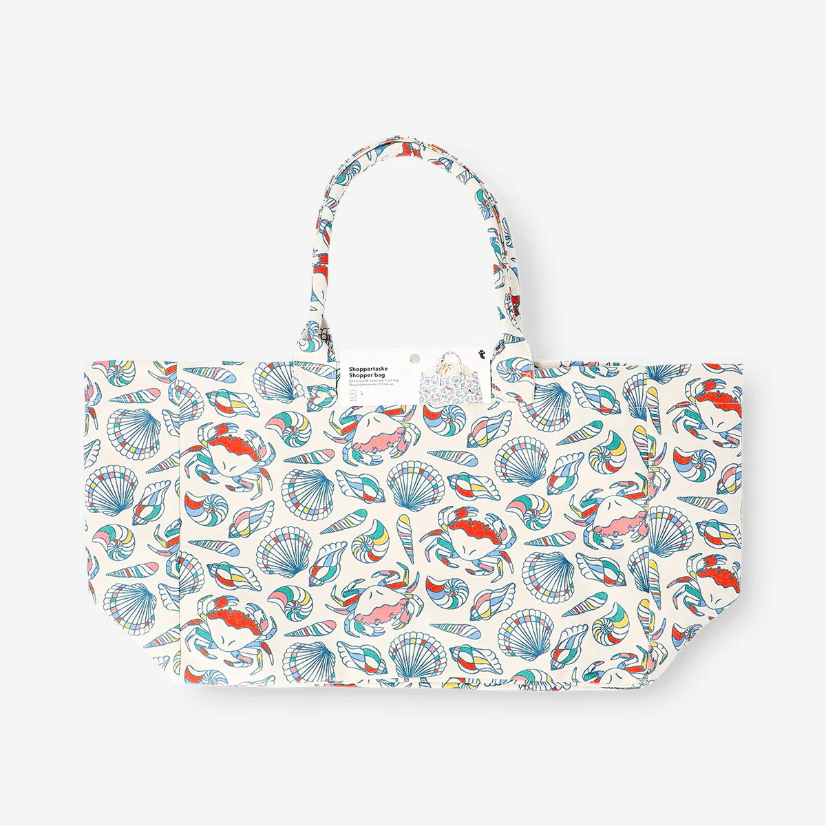 Fabric shopper bag with seashell pattern - Image 3