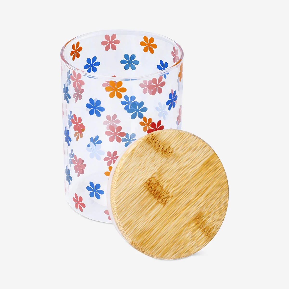 Floral storage jar with bamboo lid - 620 ml - Image 2