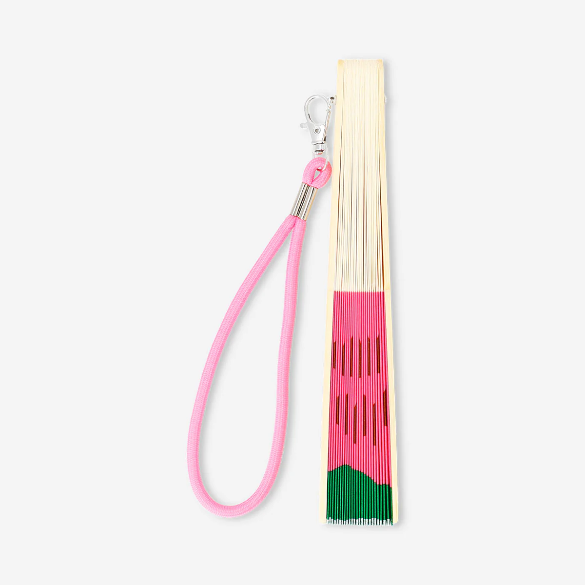 Foldable bamboo fan with strap - Watermelon print - Image 3