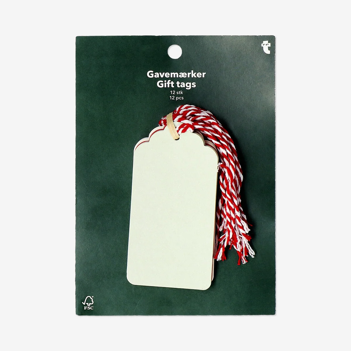 Gift tags with red and white string - 12 pcs - Image 3