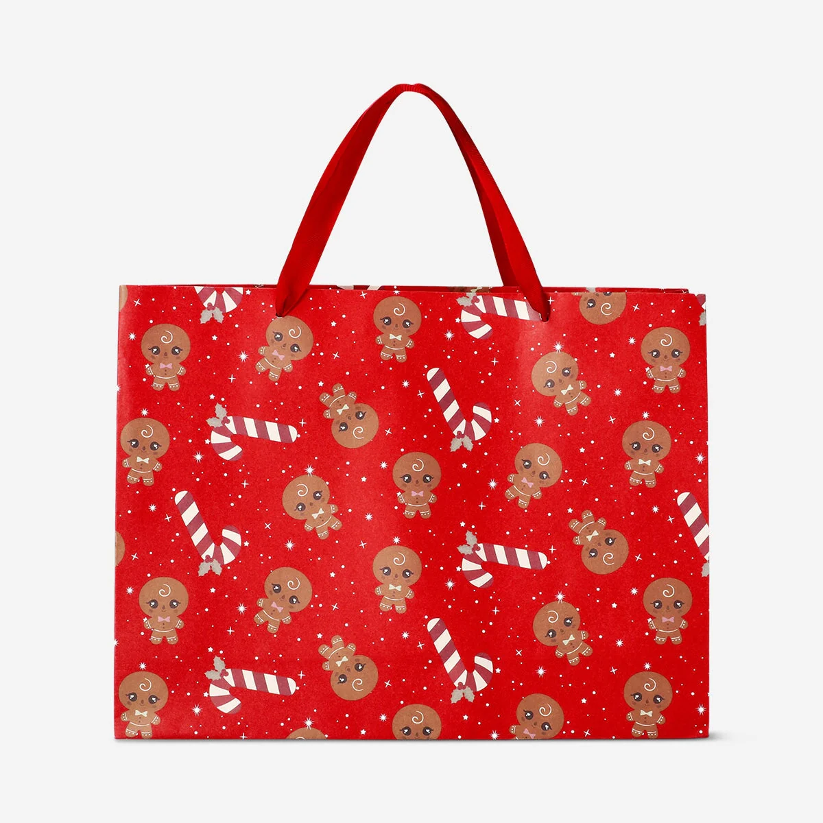 Gingerbread men and candy canes gift bag