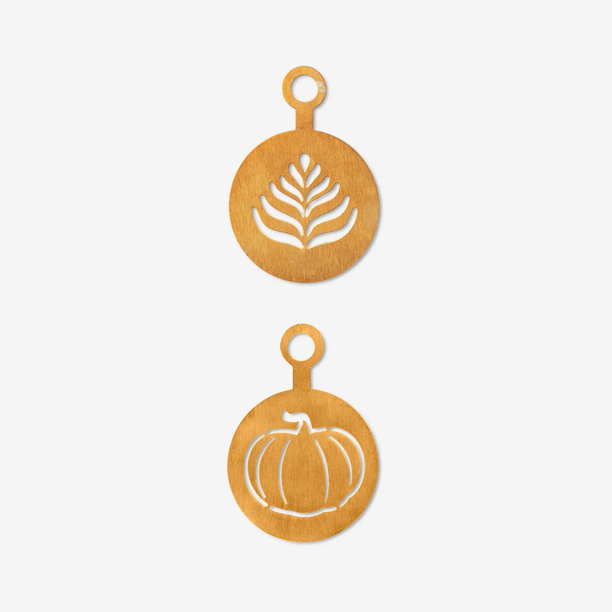 Gold coffee stencils as pumpkin and leaf - 2 pcs