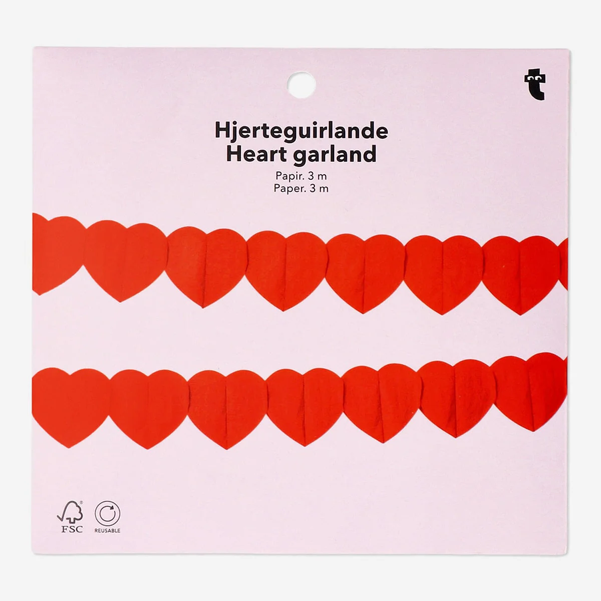Heart paper garland - 300 cm