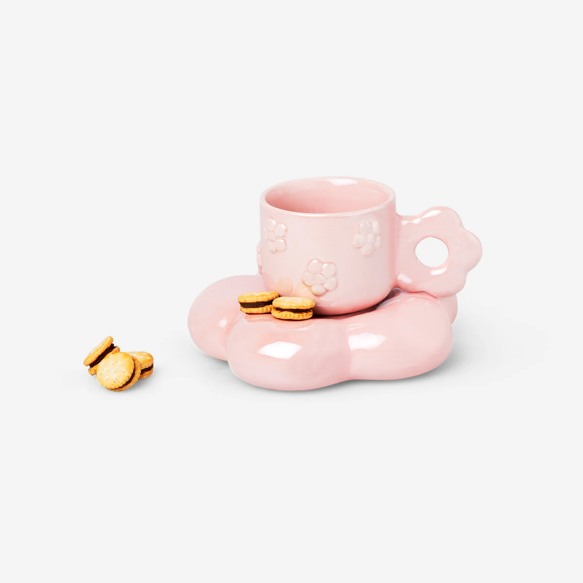 Iridescent pink mug with saucer - 190 ml - Image 2