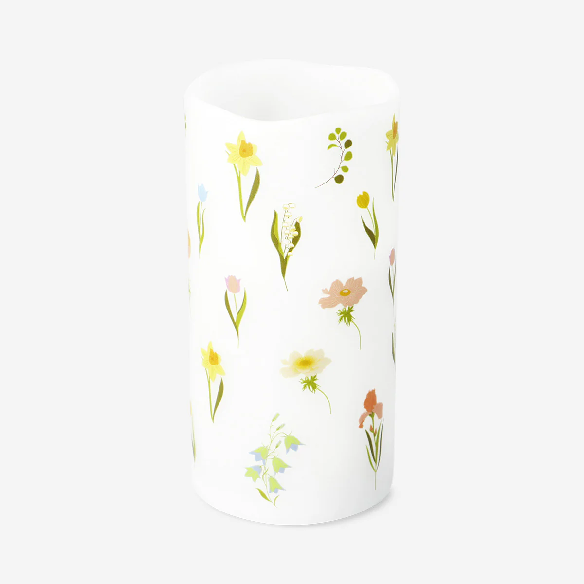 LED pillar candle with flower print - 15 cm - Image 2