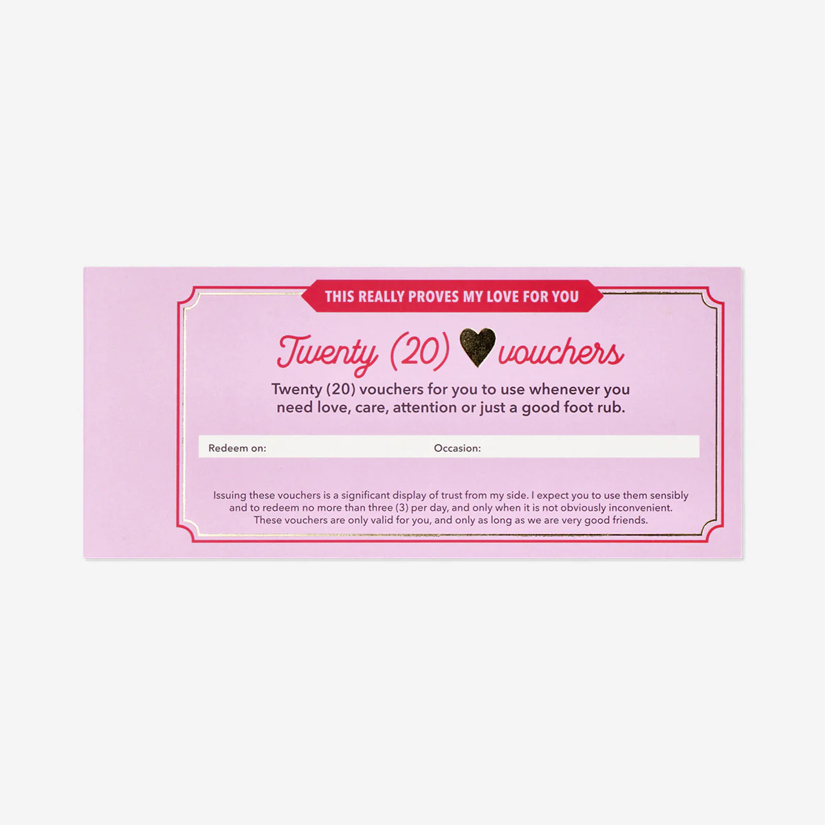 Love vouchers - English