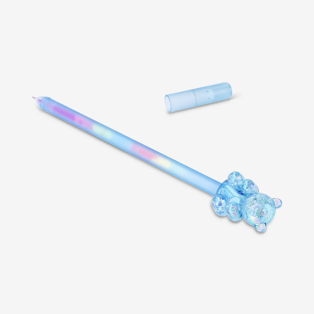 Multi coloured gen pen with blue gummy bear topper - Image 2