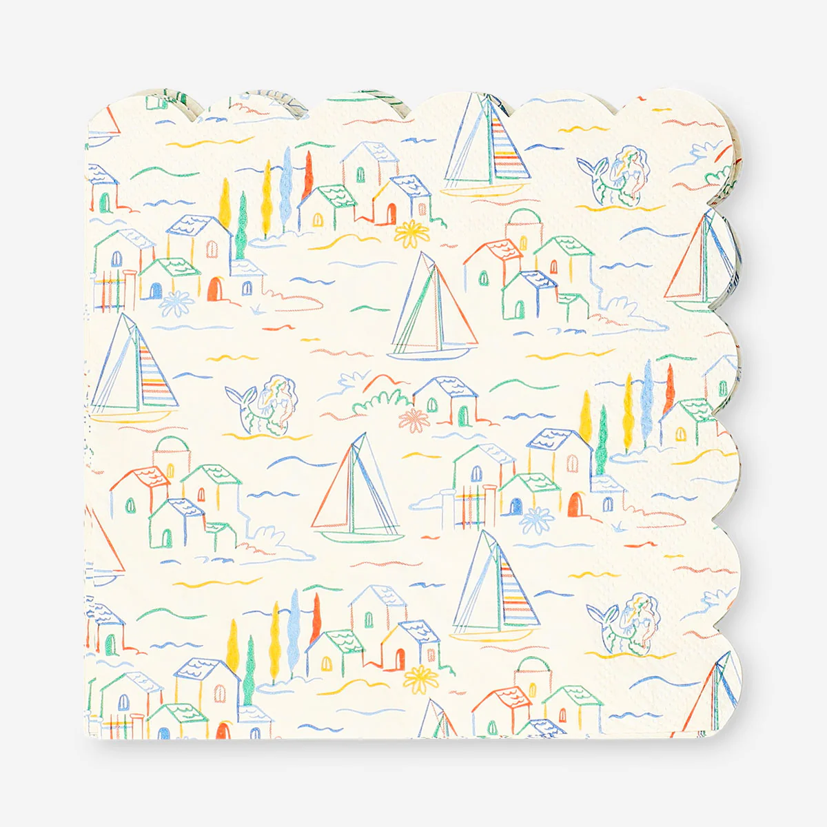 Napkins with scalloped edge and summerhouse print - 16 pcs - Image 3