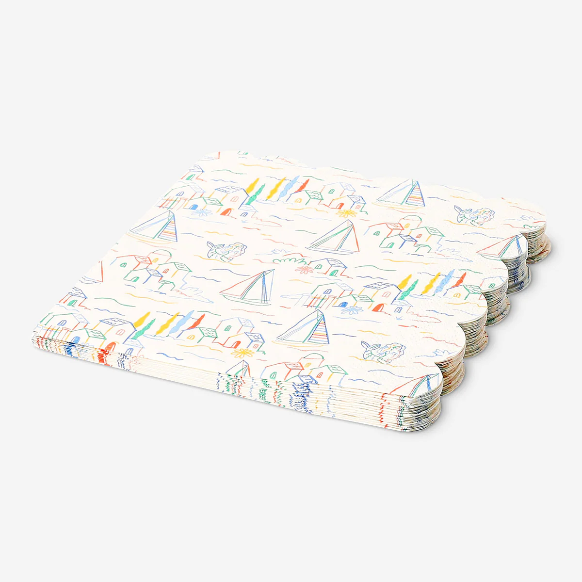 Napkins with scalloped edge and summerhouse print - 16 pcs - Image 4