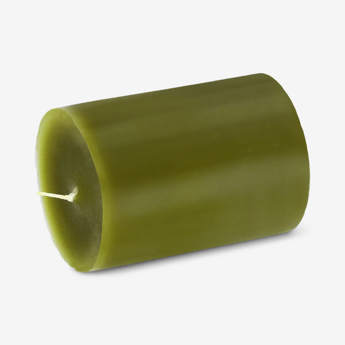 Olive green pillar candle - 8 cm - Image 3