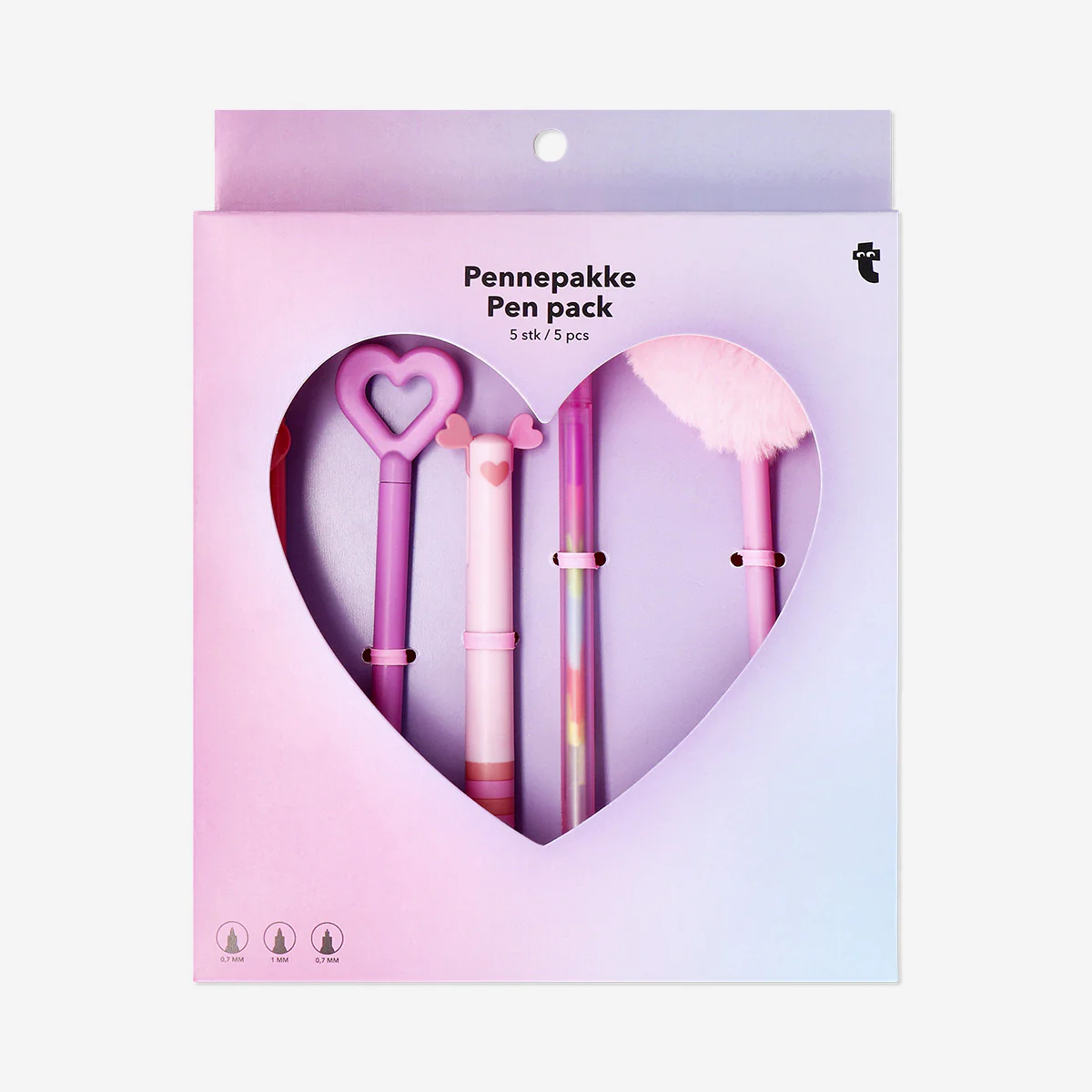 Pen pack with heart toppers - 5 pcs - Image 3