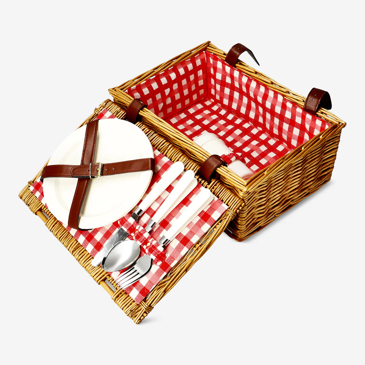 Picnic basket with cutlery and lid - Image 2