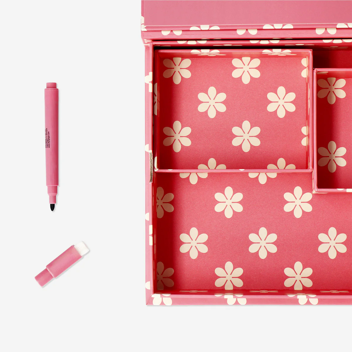Pink floral desk tidy with planner board and marker - Image 2