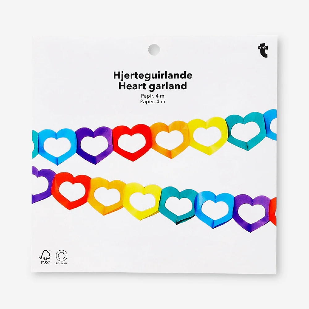 Rainbow heart cut out garland - 300 cm