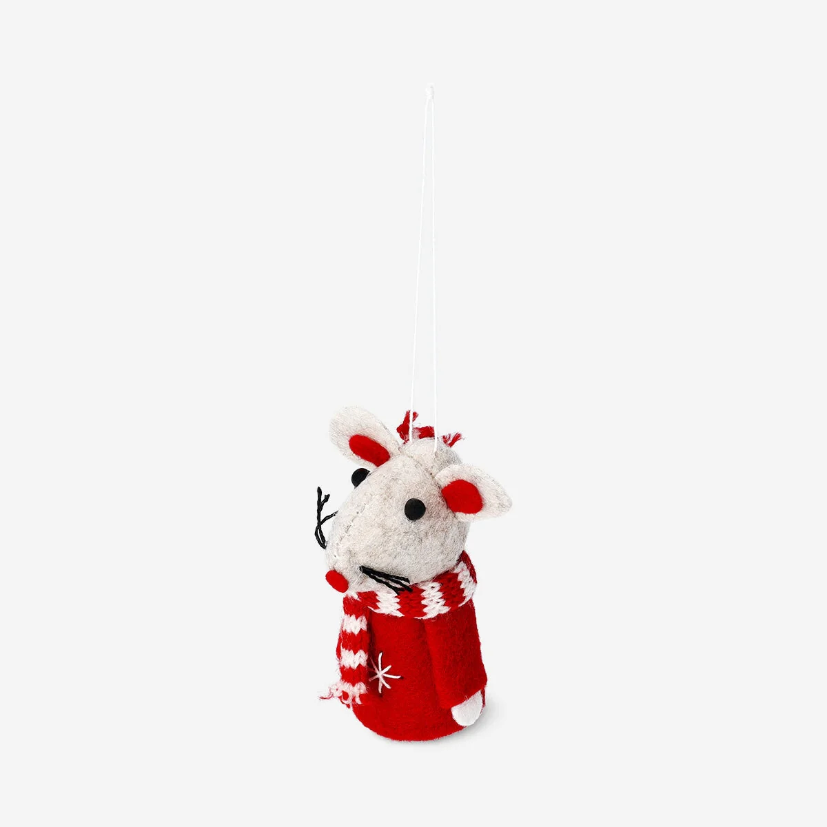 Red mouse with scarf ornament - 8 cm - Image 2