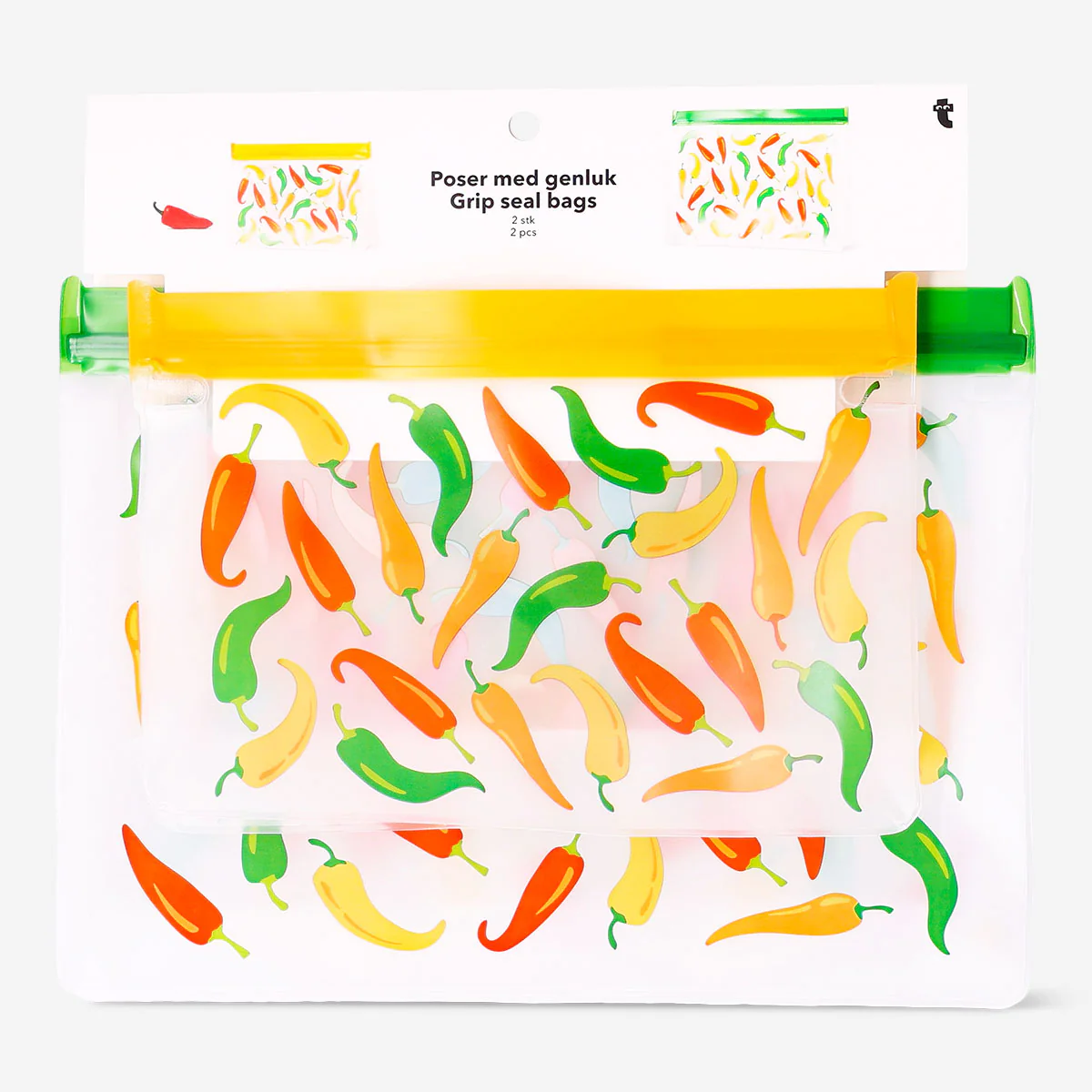 Reusable grip seal bags with chilli print - 2 pcs - Image 3