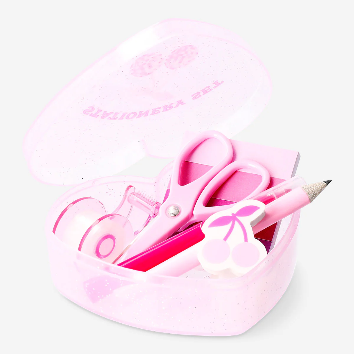 Stationery kit in heart shaped box