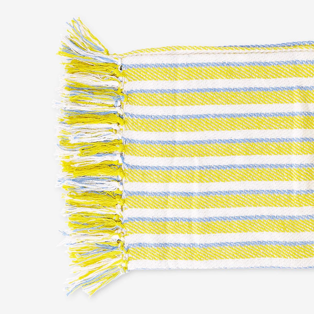 Throw blanket with yellow stripes and fringes - 120x170 cm - Image 3