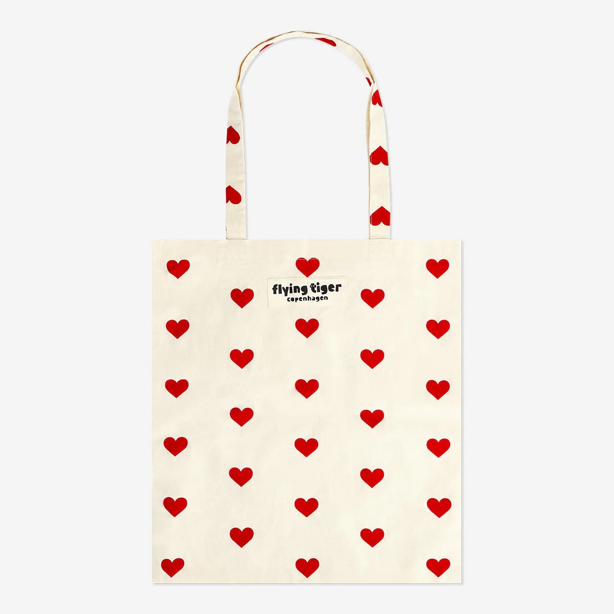 Tote bag with red hearts