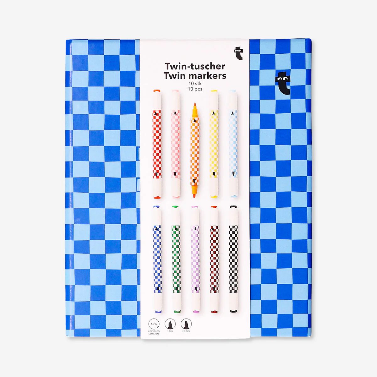 Twin markers with chequered print - 10 pcs - Image 3