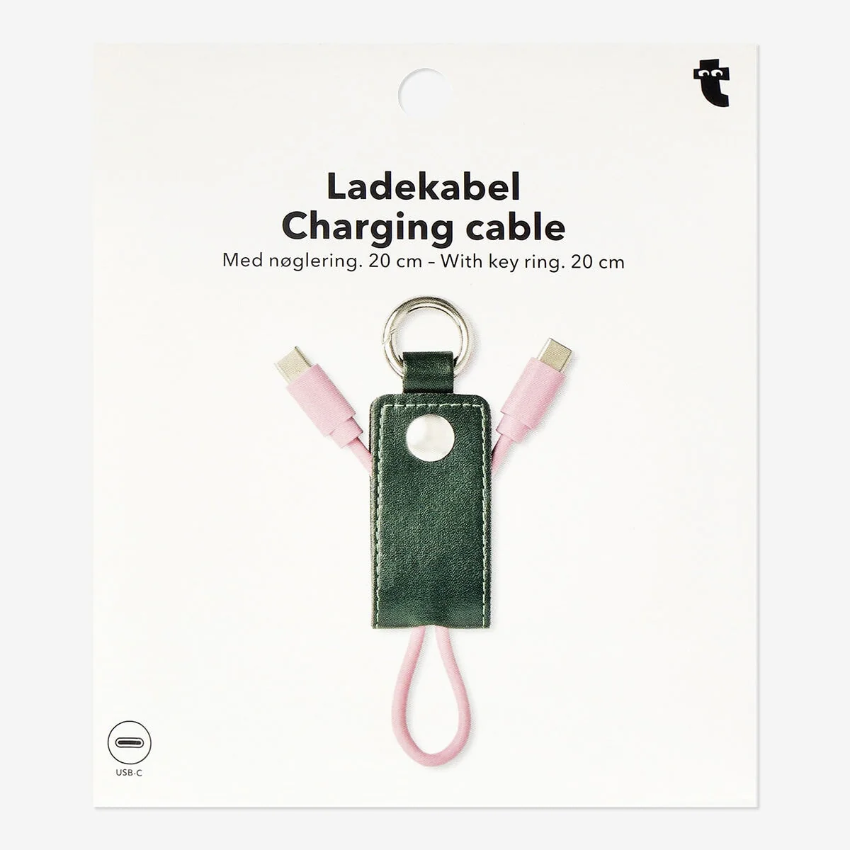 USB C charging cable with keyring