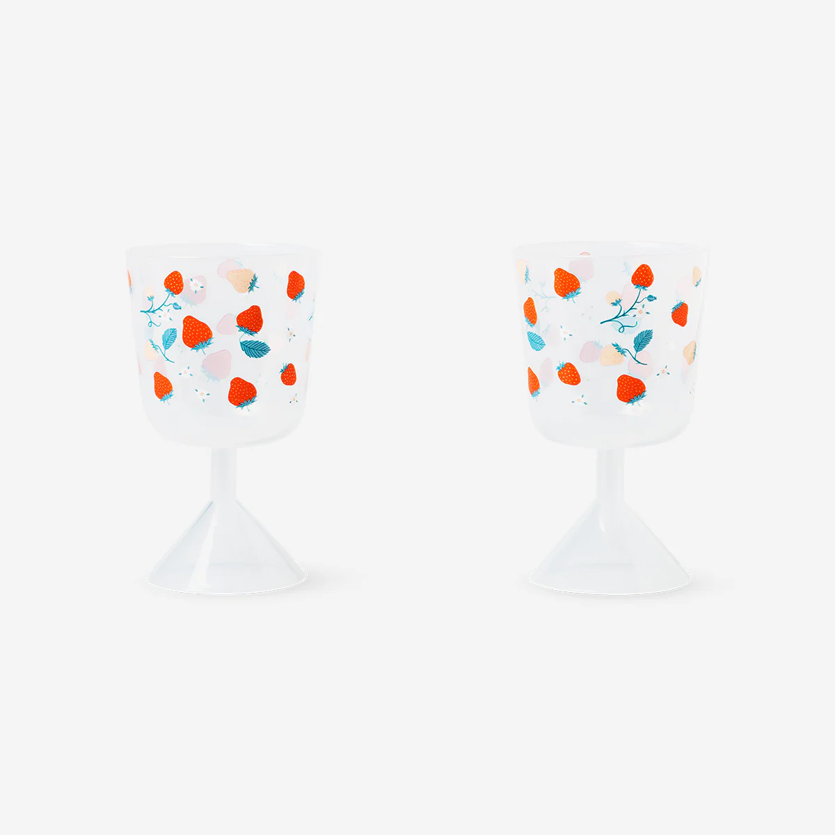 Wine glasses with strawberry print - 2 pcs