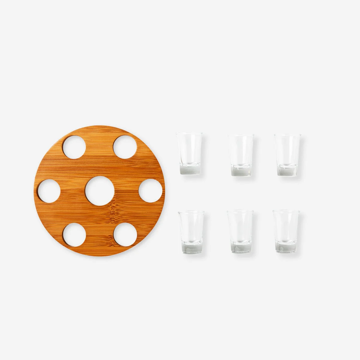 Wooden drink tray with 6 shot glasses - Image 3