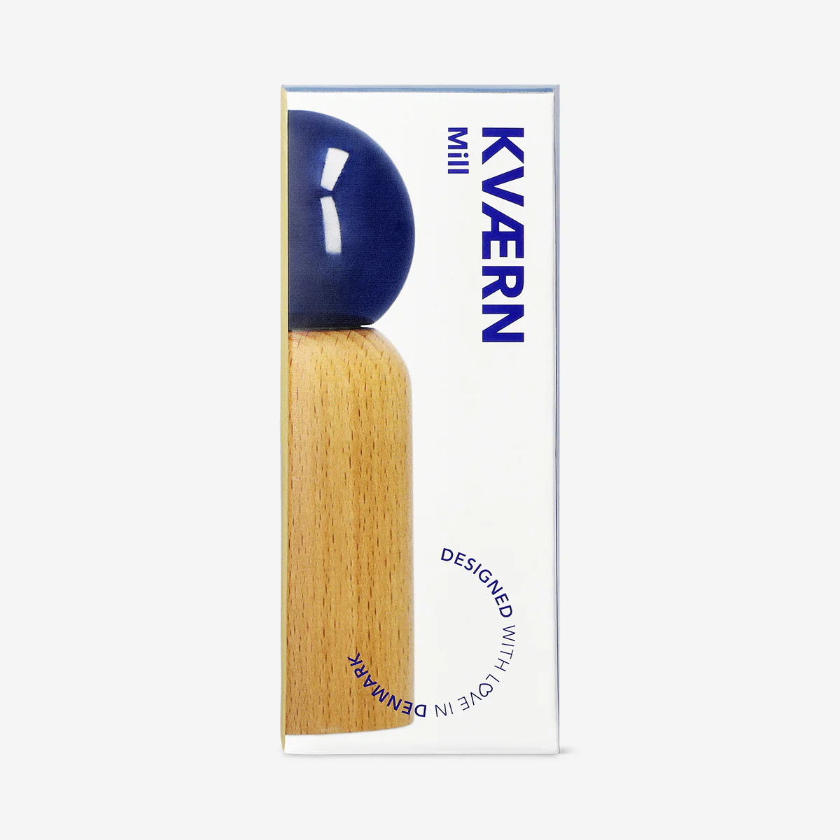 Wooden salt and pepper mill with blue ceramic top - 13 cm - Image 2